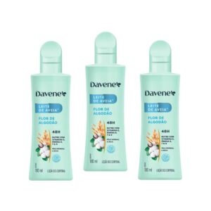 3 un Hidratante Corporal Leite de Aveia Flor de Algodão 180ml - Davene