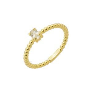 Anel Kim Ponto de Luz Zircônia Oval Folheado a Ouro 18k