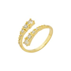 Anel Semi Aberto Atena Zircônias Folheado a Ouro 18k