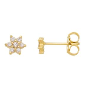 Brinco Piuka Lulli Mini Flor M Zircônias Folheado a Ouro 18k
