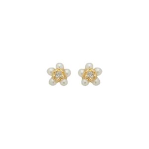 Brinco Segundo Furo Maria Flor Pérolas Folheado a Ouro 18k