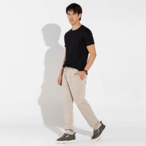 Calça Reta Amarração Masculina - Bege Aveia