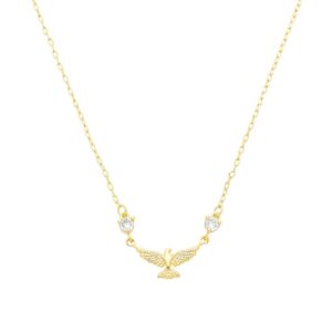 Colar Espiríto Santo Zircônias Folheado a Ouro 18k