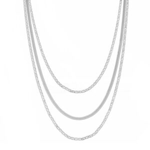 Colar Feminino Thati Correntes Folheado em Ródio Branco