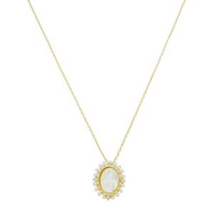 Colar Mini Medalha Nossa Senhora das Graças Madrepérola Folheado a Our