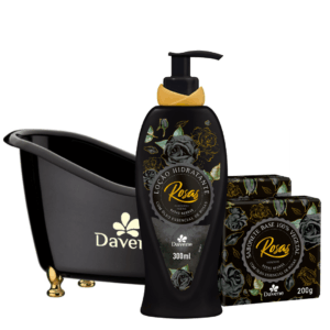 Kit Rosas Negras Spa Luxo com Banheirinha (3 Produtos) Davene