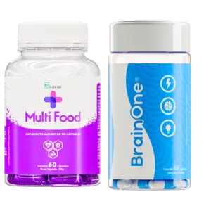 Brain One® + Multi Food® Estimulante Cerebral + Multivitamínico Mineral - Bio Bran® | Comprar Suplementos,Termogênicos, Creatina, Ômega-3, Vitaminas e Mais