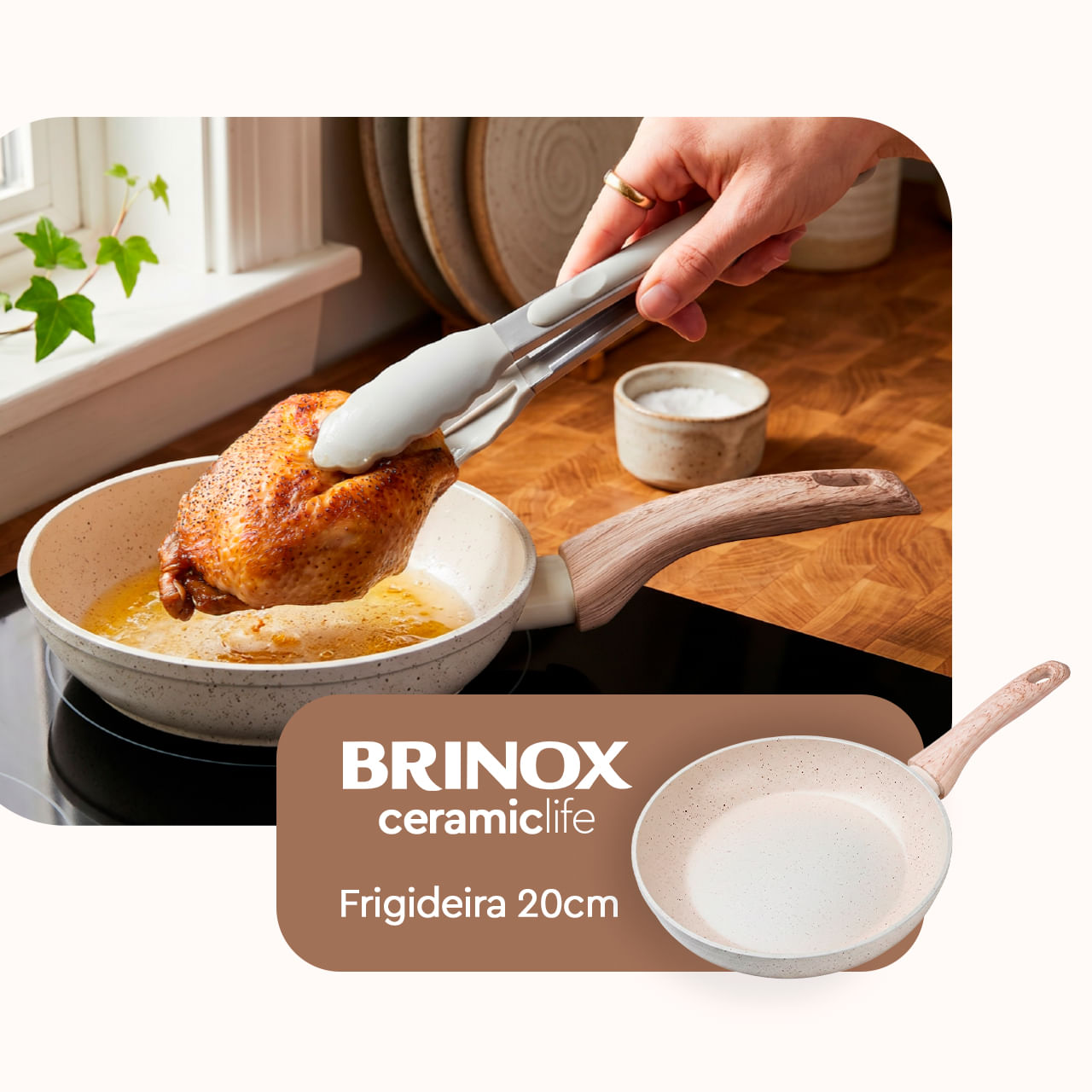 Frigideira de Indução Brinox Sirius Antiaderente Ceramic Life Ø20cm 1 Litro Vanilla 2 Frigideira de Indução Brinox Sirius Antiaderente Ceramic Life Ø20cm 1 Litro Vanilla
