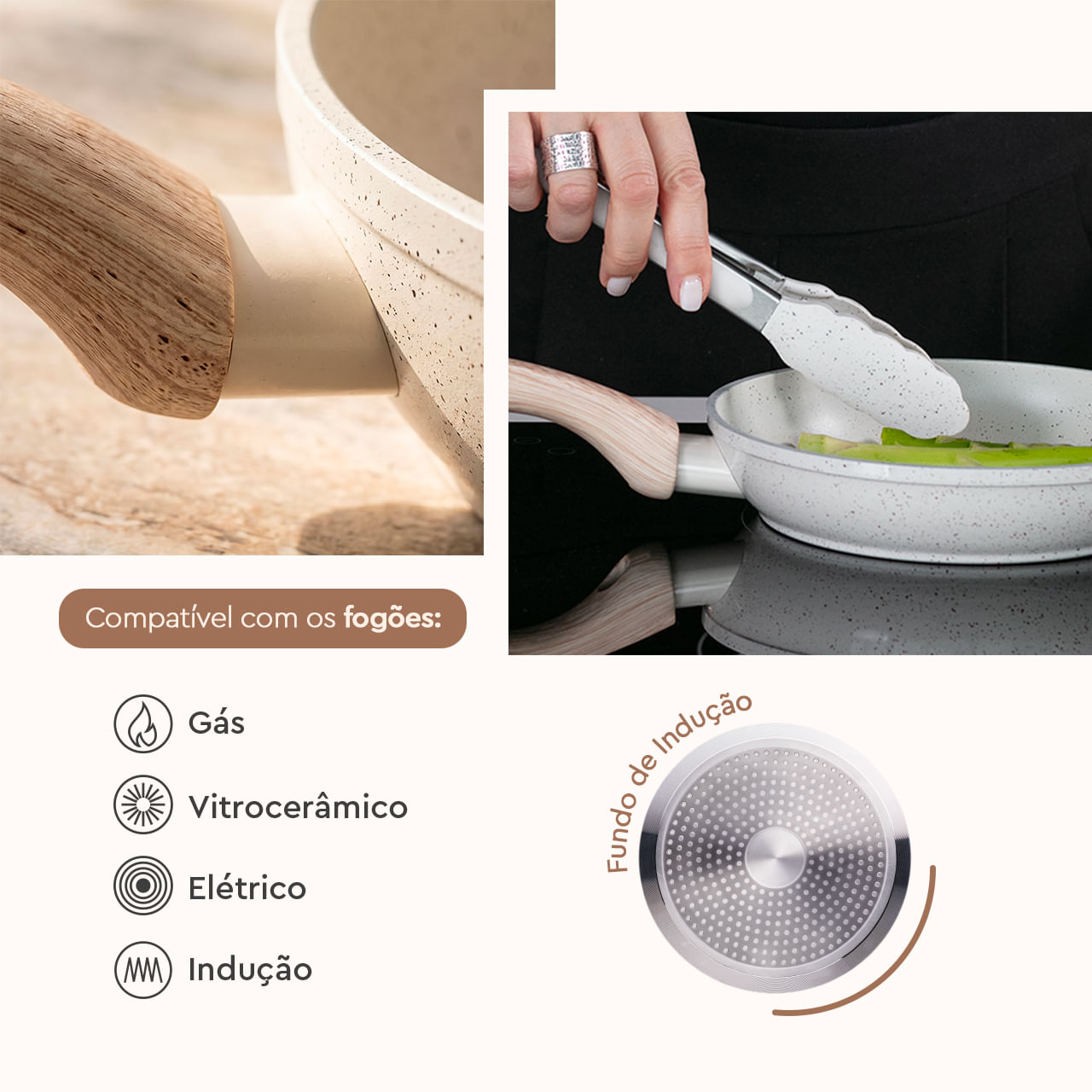 Frigideira de Indução Brinox Sirius Antiaderente Ceramic Life Ø20cm 1 Litro Vanilla 3 Frigideira de Indução Brinox Sirius Antiaderente Ceramic Life Ø20cm 1 Litro Vanilla