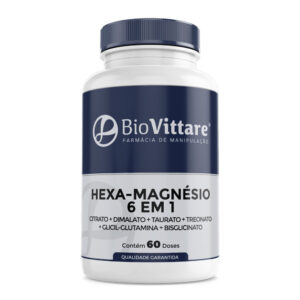 Hexa-Magnésio 6 em 1 (Citrato + Dimalato + Taurato + Glicil-glutamina + Bisglicinato + Treonato) 60 Doses