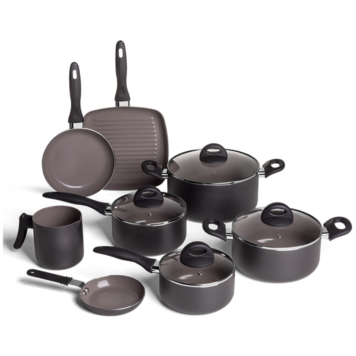 Jogo de Panelas Brinox Antiaderente Ceramic Life 8 Peças Smart Plus Preto 1 Jogo de Panelas Brinox Antiaderente Ceramic Life 8 Peças Smart Plus Preto