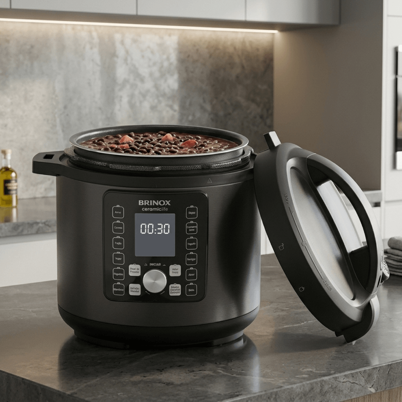 Panela de Pressão Elétrica Brinox Ceramic Life 6 Litros 127V 2 Panela de Pressão Elétrica Brinox Ceramic Life 6 Litros 127V