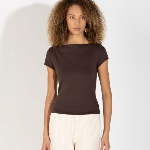 Camiseta Cotton Pima Decote Reto Feminina