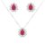 Conjunto Colar e Brinco Piuka Gota Rubi Média Zircônia Cravejada Folhe