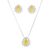 Conjunto Colar e Brinco Piuka Gota Yellow Média Zircônia Cravejada Fol