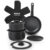 Jogo de Panelas Empilhável Brinox Fit 10 Peças Antiaderente Ceramic Life, Cabo Removível e Fundo de Indução – Preto